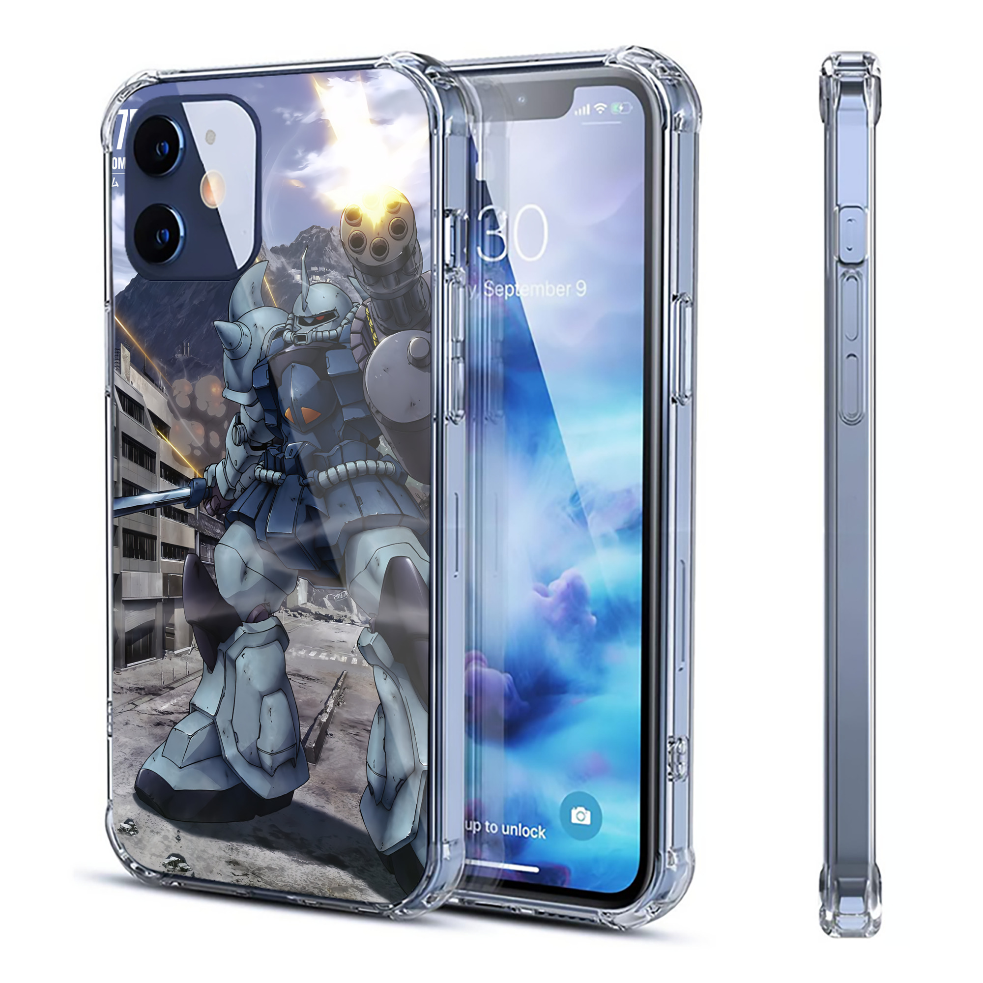 （画像用） 機動戦士ガンダム Mobile Suit Gundam 【iPhone 12シリーズ対応】透明スマホケース（クリアソフトケース）